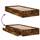 Bed Frame with Drawers without Mattress Smoked Oak 75x190 cm Small Single 3280717