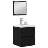 Bathroom Furniture Set with Drawer 2 pcs Black Oak and White 3393511