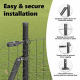 Fence Post with Concrete Base 26 pcs Grey Powder-Coated Steel 3350249