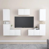 7 Piece TV Cabinet Set White Engineered Wood 3078671
