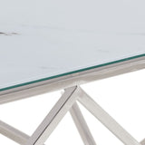 Coffee Table Silver Stainless Steel and Tempered Glass 349979