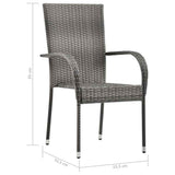 Dining Set Grey, Natural Solid Acacia Wood, PE Rattan, Steel Large 3072493
