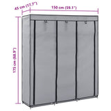 Wardrobe with Compartments and Rods Grey 150x45x175 cm Fabric 282456