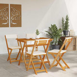 Bistro Set with Cushion 5 pcs Oil Natural Solid Acacia Wood 4105504