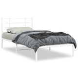 Metal Bed Frame without Mattress with Headboard White 107x203cm 355606