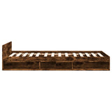 Bed Frame with Storage Smoked Oak 80 x 200 cm Engineered Wood 3429599