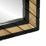 Wall Mirror Black and Brown 50 x 2 x 50 cm Solid Acacia Wood 374116