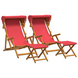 Deck Chair 4 pcs 3 Position Solid Eucalyptus Wood Red 3407796