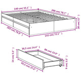 Bed Frame with Drawers without Mattress Black 140x200 cm 3280658