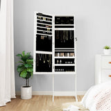 Mirror Jewellery Cabinet with LED Lights Free Standing White 353262