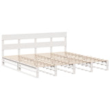 ZNTS Bed Frame without Mattress White 200x200 cm Solid Wood Pine 3302307