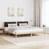 Bed Frame with Headboard Black 200 x 200 cm Solid Pine Wood 3394240
