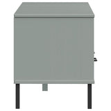 TV Cabinet with Metal Legs Grey Solid Wood Pine OSLO 351028