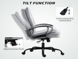 Double Padded Linen-Look Office Chair - Light Grey T3398P377410