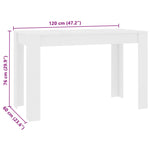 ZNTS Dining Table White 120x60x76 cm Engineered Wood 800432