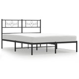 ZNTS Metal Bed Frame without Mattress with Headboard Black 160x200cm 355270