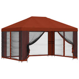 Gazebo with Sidewalls 4 x 3 m Terracotta Polyester and Steel 900388