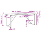 ZNTS Dining Table O-Frame 200x100x75 cm Solid Wood Pine and Cast Iron 3282679