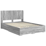 Bed Frame with Storage and Headboard Grey Sonoma 3414092