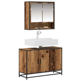 Bathroom Furniture Set with Door 2 pcs Old Wood Engineered Wood 3402387