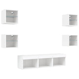 7 Piece TV Wall Units with LED White Engineered Wood 3216583
