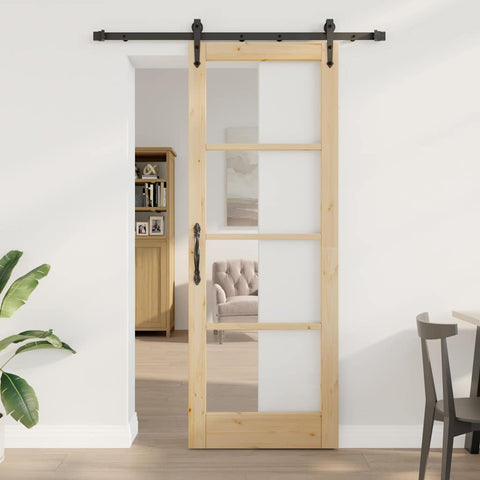 Sliding Door Manual ORKDAL Brown 78 x 211 cm Wood and metal 3332441