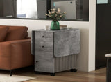 Multi-Storage Six-Person Drop Leaf Dining Table - Mixed Grey T3398P342368