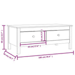 ZNTS Coffee Table White 100x50x40 cm Solid Wood Pine 814605