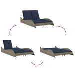 Sun Lounger with Cushions Grey 114x205x73 cm Poly Rattan 368293