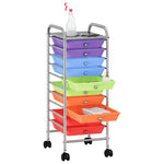 ZNTS 10-Drawer Mobile Storage Trolley Multicolour Plastic 320406