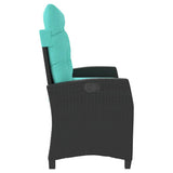 Reclining Garden Bench with Cushions Black Poly Rattan 368234