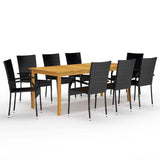 Dining Set Black, Natural Wood 3067881