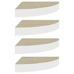 Wall Corner Shelves 4 pcs Oak and White 35x35x3.8 cm MDF 326641