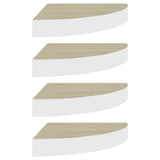 Wall Corner Shelves 4 pcs Oak and White 35x35x3.8 cm MDF 326641