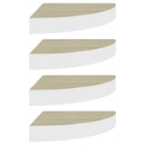 Wall Corner Shelves 4 pcs Oak and White 35x35x3.8 cm MDF 326641