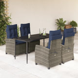 5 Piece Garden Dining Set with Cushions Grey Poly Rattan 3212866