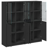 Bookcase with Doors Black 136x37x142 cm Engineered Wood 3206525
