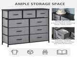 Nine Drawer Fabric Dresser - Grey T3398P329955