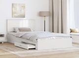Bed Frame with Headboard White 100 x 200 cm Engineered Wood 3411341