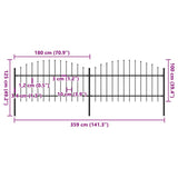 Garden Fence with Spear Top Steel 359x125 cm Black 277722