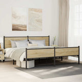 Metal Bed Frame without Mattress Sonoma Oak 200x200 cm 3301404