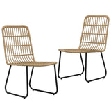 Garden Chair Set of 2 Oak and Black PE Rattan Standard Tough 48582