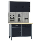 Workbench with Three Wall Panels and One Cabinet 3053438