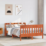 Bed Frame without Mattress Wax Brown 135x190 cm Double Solid Wood Pine 3307022