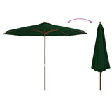 Garden Parasol with Wooden Pole 350 cm Green 44528