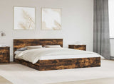 Bed Frame with Drawer Smoked Oak 160 x 200 cm Engineer Wood 3410690