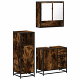 ZNTS 3 Piece Bathroom Furniture Set Smoked Oak Engineered Wood 3300987