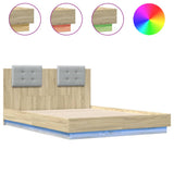 Bed Frame with LED without Mattress Sonoma Oak 140x190 cm 3210040
