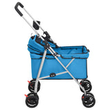 Folding Dog Stroller Blue 76x50x100 cm Oxford Fabric 172200