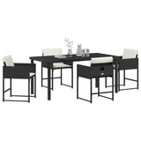 Garden Dining Set 5 pcs Black Poly Rattan 3380715